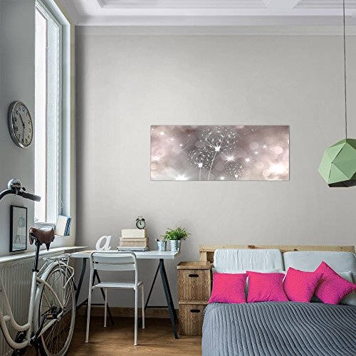 Bilder Blumen Pusteblume Wandbild Vlies - Leinwand Bild XXL Format Wandbilder Wohnzimmer Wohnung Deko Kunstdrucke Rosa Grau 1 Teilig - MADE IN GERMANY - Fertig zum Aufhängen 206712c