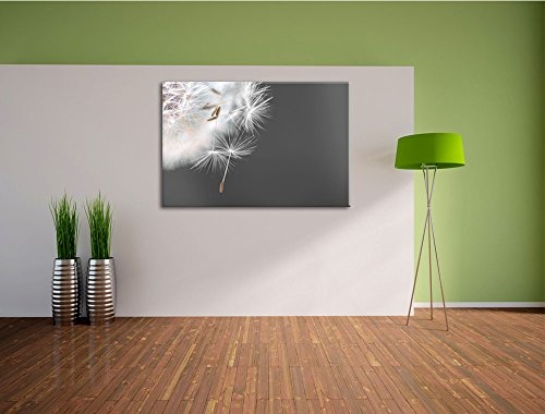 hübsche Pusteblume schwarz/weiß Format: 100x70 auf Leinwand, XXL riesige Bilder fertig gerahmt mit Keilrahmen, Kunstdruck auf Wandbild mit Rahmen, günstiger als Gemälde oder Ölbild, kein Poster oder Plakat