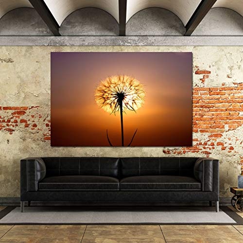 LoveSticker C547 Leinwandbild Pusteblume Sonnenuntergang Wohnzimmer, gerahmt, 3D Kunst Bild Passepartout Raum, Canvas, 32x48inch (80x120cm)