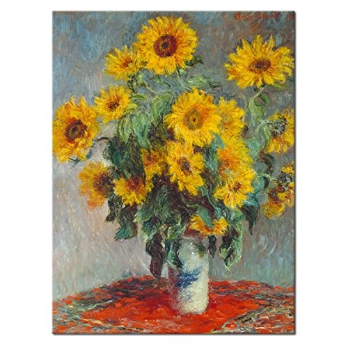Wandkings Leinwandbild Sonnenblumen von Claude Monet / 60 x 80 cm / auf Keilrahmen