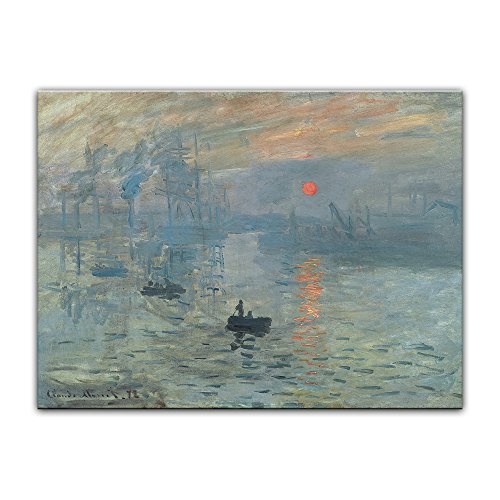 Leinwandbild Claude Monet Impression Sonnenaufgang - 60x50cm quer - Wandbild Alte Meister Kunstdruck Bild auf Leinwand Berühmte Gemälde