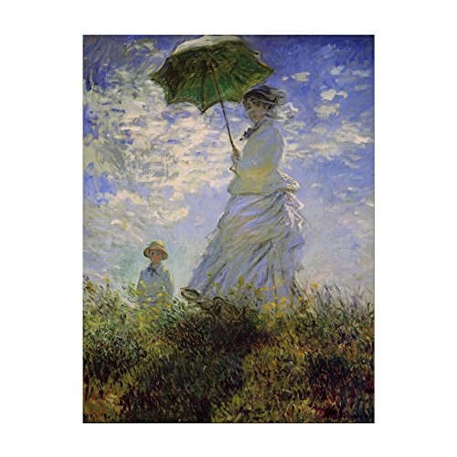 Wandbild Claude Monet Frau mit Sonnenschirm - 30x40cm hochkant - Alte Meister Berühmte Gemälde Leinwandbild Kunstdruck Bild auf Leinwand