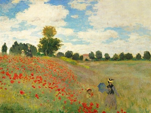 Art-Galerie Leinwandbild Claude Monet - Mohnfeld bei...