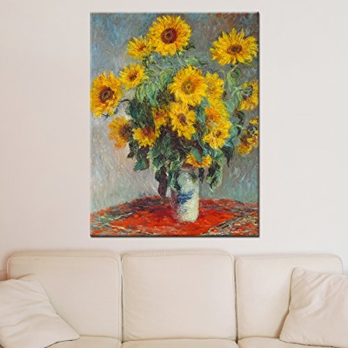 Wandkings Leinwandbild Sonnenblumen von Claude Monet / 30 x 40 cm / auf Keilrahmen