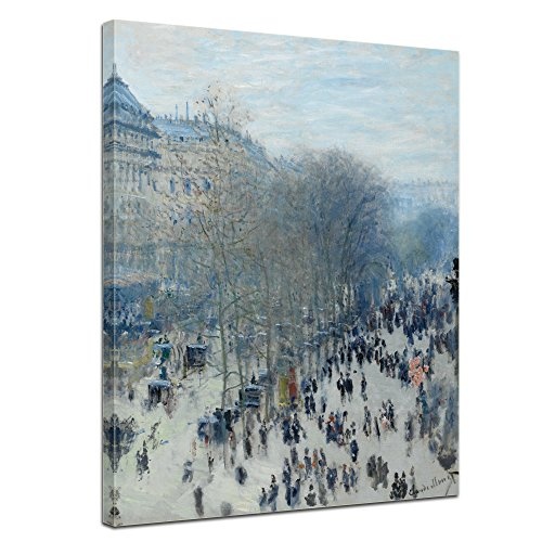 Wandbild Claude Monet Boulevard des Capucines - 60x80cm hochkant - Alte Meister Berühmte Gemälde Leinwandbild Kunstdruck Bild auf Leinwand