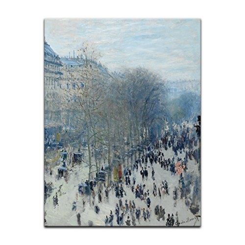 Wandbild Claude Monet Boulevard des Capucines - 60x80cm hochkant - Alte Meister Berühmte Gemälde Leinwandbild Kunstdruck Bild auf Leinwand