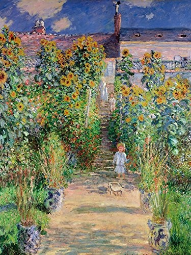 1art1 111470 Claude Monet - Der Garten des Künstlers In Vétheuil, 1881 Poster Leinwandbild Auf Keilrahmen 40 x 30 cm