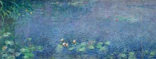 Art-Galerie Leinwandbild Claude Monet - Seerosen - 105 x 40cm - Premiumqualität - Impressionismus, Seerosen, Wasserpflanzen, Teich, Natur, Schlafzimmer, Wohnz. - MADE IN GERMANY SHOPde