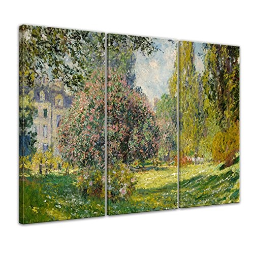 Wandbild Claude Monet Parc Monceau - 150x90cm mehrteilig quer - Alte Meister Berühmte Gemälde Leinwandbild Kunstdruck Bild auf Leinwand