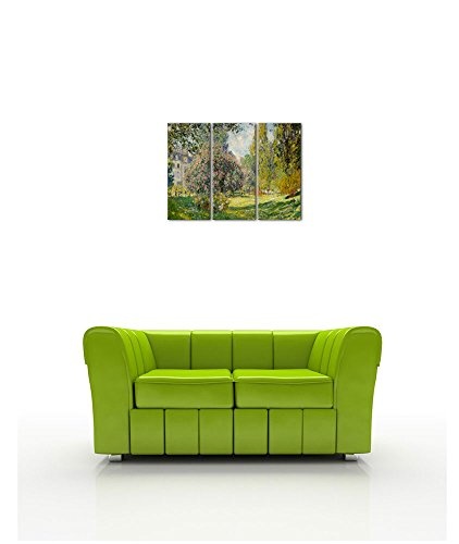 Wandbild Claude Monet Parc Monceau - 150x90cm mehrteilig quer - Alte Meister Berühmte Gemälde Leinwandbild Kunstdruck Bild auf Leinwand