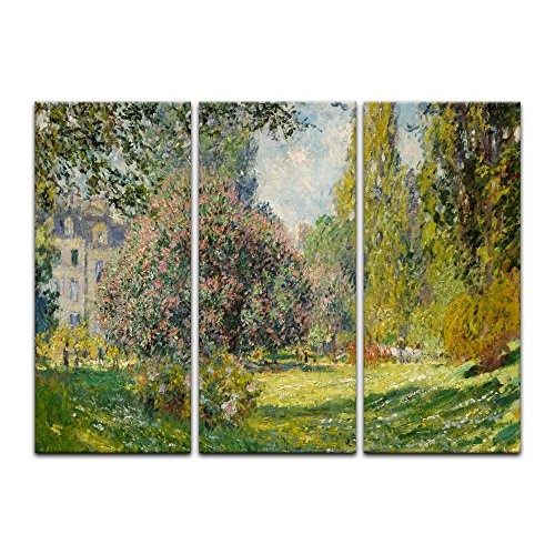 Wandbild Claude Monet Parc Monceau - 150x90cm mehrteilig quer - Alte Meister Berühmte Gemälde Leinwandbild Kunstdruck Bild auf Leinwand