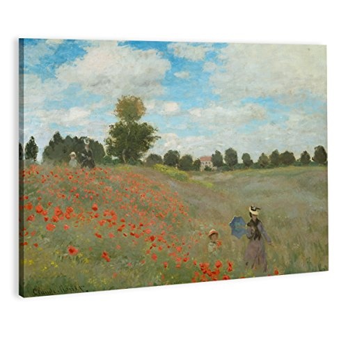 WANDKINGS Leinwandbild Mohnfeld bei Argenteuil von Claude Monet/120 x 90 cm/auf Keilrahmen