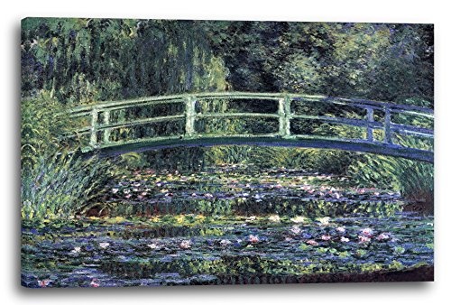 Printed Paintings Leinwand (60x40cm): Claude Monet - Seerosen und Japanische Brücke