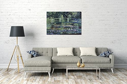 Printed Paintings Leinwand (60x40cm): Claude Monet - Seerosen und Japanische Brücke