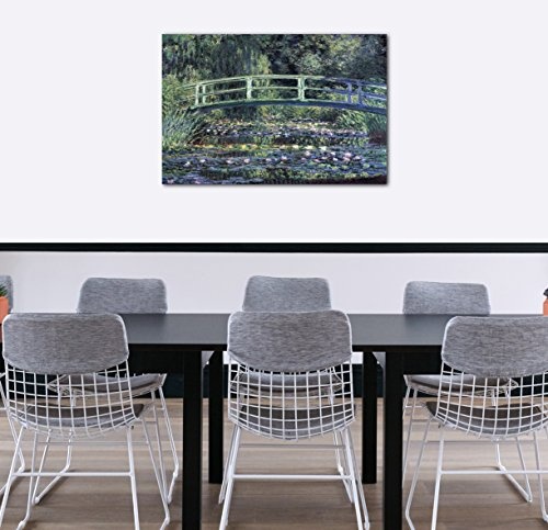 Printed Paintings Leinwand (60x40cm): Claude Monet - Seerosen und Japanische Brücke