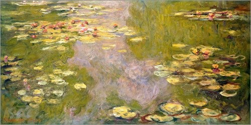 Posterlounge Leinwandbild 120 x 60 cm: Der Seerosenteich von Claude Monet - fertiges Wandbild, Bild auf Keilrahmen, Fertigbild auf echter Leinwand, Leinwanddruck