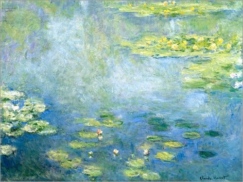 Posterlounge Leinwandbild 40 x 30 cm: Seerosenteich von Claude Monet - fertiges Wandbild, Bild auf Keilrahmen, Fertigbild auf echter Leinwand, Leinwanddruck