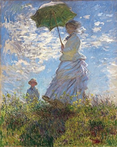 1art1 56257 Claude Monet - Frau Mit Sonnenschirm, Madame Monet Mit Ihrem Sohn, 1875 Poster Leinwandbild Auf Keilrahmen 50 x 40 cm
