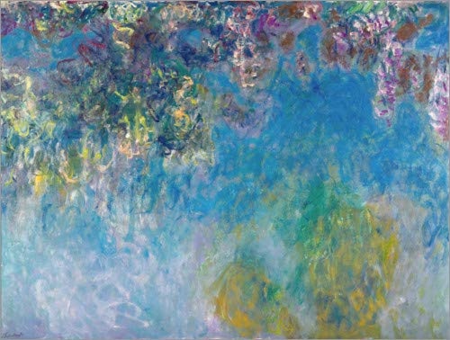 Posterlounge Leinwandbild 120 x 90 cm: Wisteria von Claude Monet - fertiges Wandbild, Bild auf Keilrahmen, Fertigbild auf echter Leinwand, Leinwanddruck