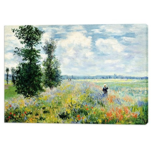 Fajerminart Leinwand Drucken Moderne Bild Wandkunst - Claude Monet Berühmte Ölgemälde Replik Mohn,Geeignete Wohnzimmer,Schlafzimmer,Stretch Auf Rahmen Fertig Zum Aufhängen Größe 60x90cm(Holzrahmen)