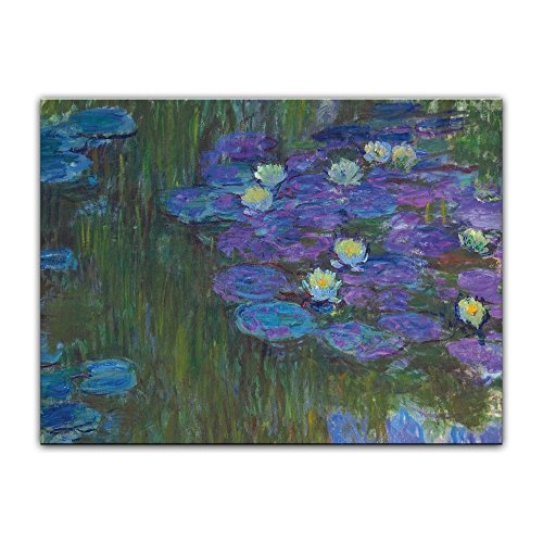 Wandbild Claude Monet Seerosen in voller Blüte - 80x60cm quer - Alte Meister Berühmte Gemälde Leinwandbild Kunstdruck Bild auf Leinwand