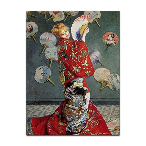 Wandbild Claude Monet La Japonaise (Camille im japanischen Kostüm) - 60x80cm hochkant - Alte Meister Berühmte Gemälde Leinwandbild Kunstdruck Bild auf Leinwand