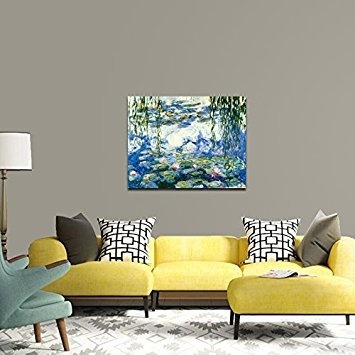 Wieco Art, Seerosen von Claude Monet, Ölgemälde-Reproduktion, moderne Giclée-Leinwand, Landschaftsbilder gedruckt auf Leinwand, MON0023-3040