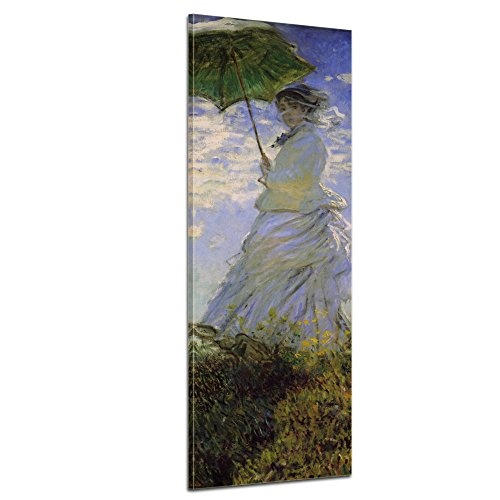 Keilrahmenbild Claude Monet Frau mit Sonnenschirm - 40x120cm hochkant - Alte Meister Berühmte Gemälde Leinwandbild Kunstdruck Bild auf Leinwand