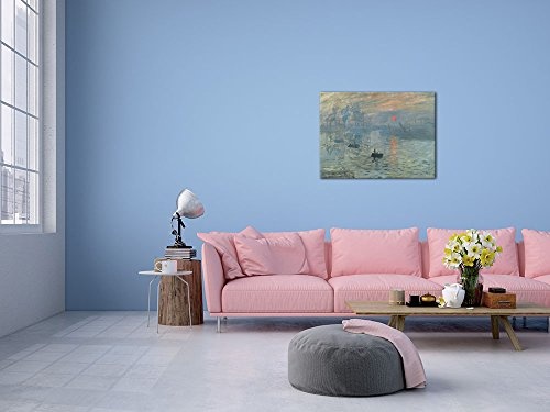 Leinwandbild Claude Monet Impression Sonnenaufgang - 120x90cm quer - Alte Meister Keilrahmenbild Leinwandbild Alte Meister Gemälde Kunstdruck Bild auf Leinwand
