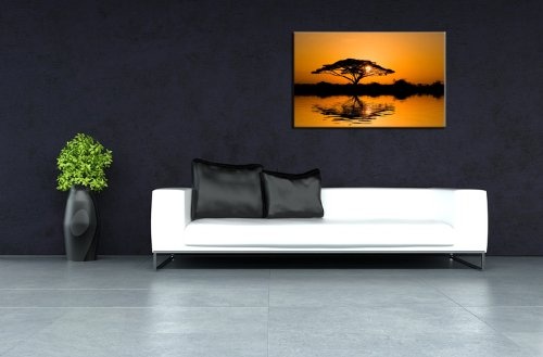 Keilrahmenbild auf echter Leinwand gespannt (Afrika Akazie 120x80 cm) Bilder fertig gerahmt mit Keilrahmen riesig. Ausführung Kunstdruck auf Leinwand.
