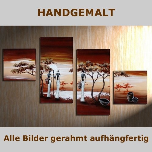 HANDGEMALT: 4 LEINWANDBILDER BILDER [AFRIKA FRAU 2] 80 x...