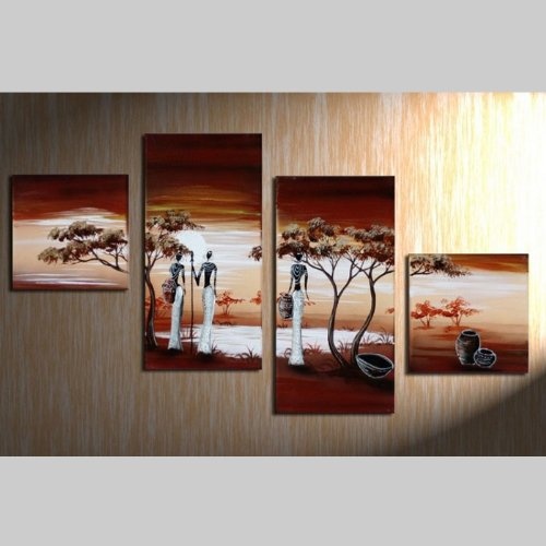 HANDGEMALT: 4 LEINWANDBILDER BILDER [AFRIKA FRAU 2] 80 x 50cm. Bilder auf Holzrahmen gespannt und und kann SOFORT aufgehangen werden!
