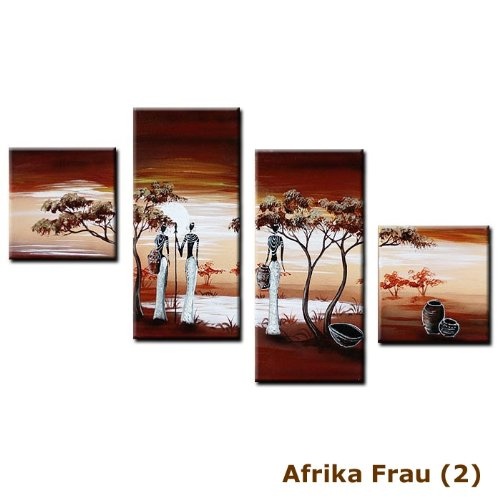 HANDGEMALT: 4 LEINWANDBILDER BILDER [AFRIKA FRAU 2] 80 x 50cm. Bilder auf Holzrahmen gespannt und und kann SOFORT aufgehangen werden!