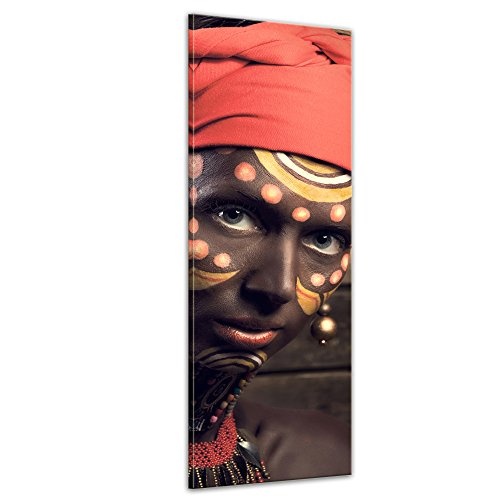 Keilrahmenbild Tribal Woman II - 50x160 cm Bilder als Leinwanddruck Fotoleinwand Kunst & Life Style - Afrika - Frau mit Gesichtsbemalung
