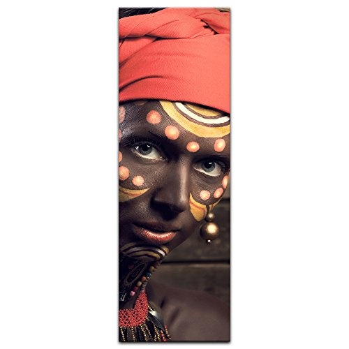 Keilrahmenbild Tribal Woman II - 50x160 cm Bilder als Leinwanddruck Fotoleinwand Kunst & Life Style - Afrika - Frau mit Gesichtsbemalung