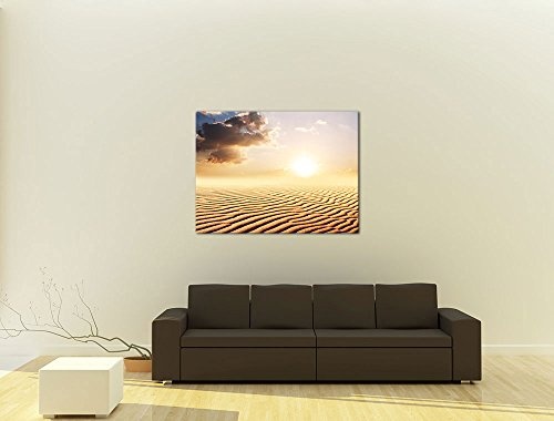 Keilrahmenbild - Sahara - Wüste in Afrika - Bild auf Leinwand - 120 x 90 cm - Leinwandbilder - Bilder als Leinwanddruck - Landschaften - Sonne - Dünenlandschaft in der Sahara