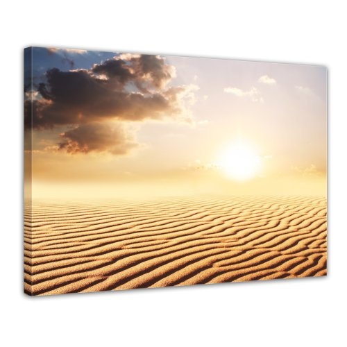 Keilrahmenbild - Sahara - Wüste in Afrika - Bild auf Leinwand - 120 x 90 cm - Leinwandbilder - Bilder als Leinwanddruck - Landschaften - Sonne - Dünenlandschaft in der Sahara