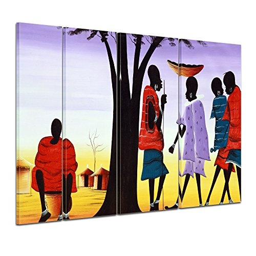 Keilrahmenbild - Afrika Design II - Bild auf Leinwand - 180x120 cm vierteilig - Leinwandbilder - Urban & Graphic - Malerei - Volksstamm