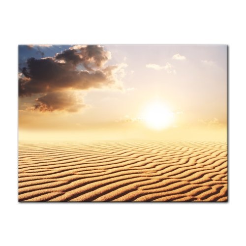 Keilrahmenbild - Sahara - Wüste in Afrika - Bild auf Leinwand - 120x90 cm 1 teilig - Leinwandbilder - Bilder als Leinwanddruck - Landschaften - Sonne - Dünenlandschaft in der Sahara