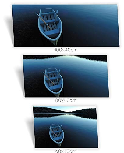 Medianlux Leinwand-Bild Keilrahmen-Bild See Sonnen-Untergang Boot Stillgewässer Entspannung, 60 x 40cm (BxH)