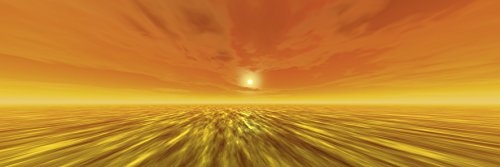 Artland Qualitätsbilder I Bild auf Leinwand Leinwandbilder Wandbilder 150 x 50 cm Landschaften Sonnenaufgang -untergang Digitale Kunst Orange C0AD Sonnenuntergang