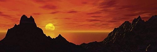 Artland Qualitätsbilder I Bild auf Leinwand Leinwandbilder Wandbilder 150 x 50 cm Landschaften Sonnenaufgang -untergang Digitale Kunst Orange C0AE Sonnenuntergang