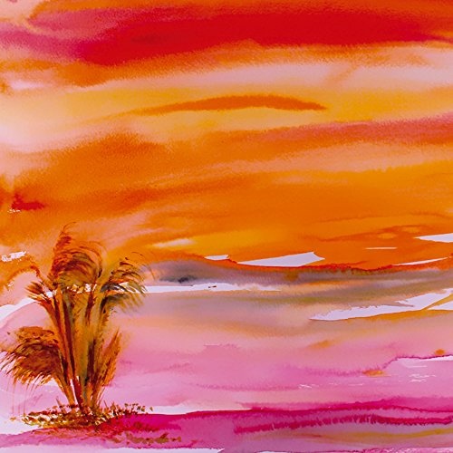 Artland Qualitätsbilder I Bild auf Leinwand Leinwandbilder Wandbilder 50 x 50 cm Landschaften Sonnenaufgang -untergang Malerei Orange B1UT Abendsonne