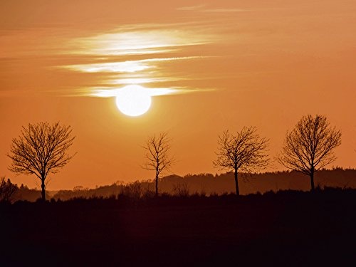 Artland Qualitätsbilder I Bild auf Leinwand Leinwandbilder Wandbilder 80 x 60 cm Landschaften Sonnenaufgang -untergang Foto Orange A3VL Sonnenuntergang