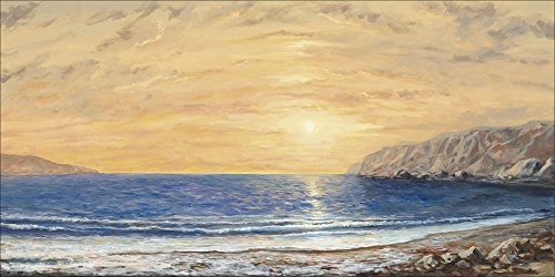 Artland Qualitätsbilder I Bild auf Leinwand Leinwandbilder Wandbilder 150 x 75 cm Landschaften Sonnenaufgang -untergang Meer Malerei Orange A1FY Abendsonne II