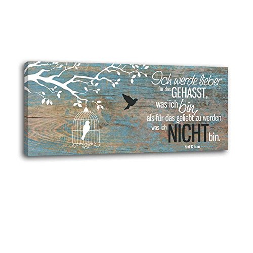 Dalinda XXL-Wandbild Leinwandbild mit Spruch Was ich bin. 100x40cm Keilrahmenbild Kunstdruck Wandbild Panorama Leinwandbild LS075