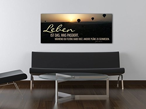 Dalinda® XXL-Wandbild Leinwandbild mit Spruch Leben... 100x40cm Keilrahmenbild Kunstdruck Wandbild Panorama Leinwandbild LS055