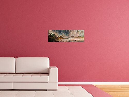 Keilrahmenbild Caspar David Friedrich Der Morgen - 120x40cm Panorama quer - Alte Meister Berühmte Gemälde Leinwandbild Kunstdruck Bild auf Leinwand