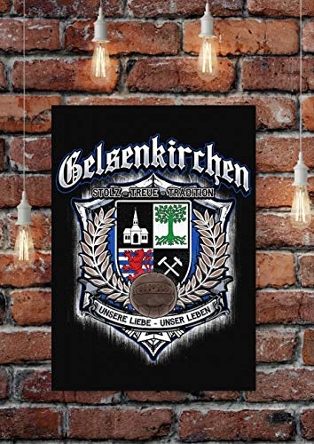 Uglyshirt89 Für Immer Gelsenkirchen Premium Leinwand | Keilrahmen Bild Gemälde Wandbild Poster (45 x 30 cm)