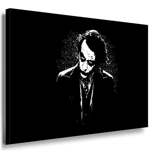 Joker ernst Leinwandbild / LaraArt Bilder / SchwarzWeiß + Kunstdruck XXL f03 Wandbild 100 x 70 cm